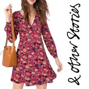 NWT & Other Stories Floral Print Flowy V-Neck Dress Size 2